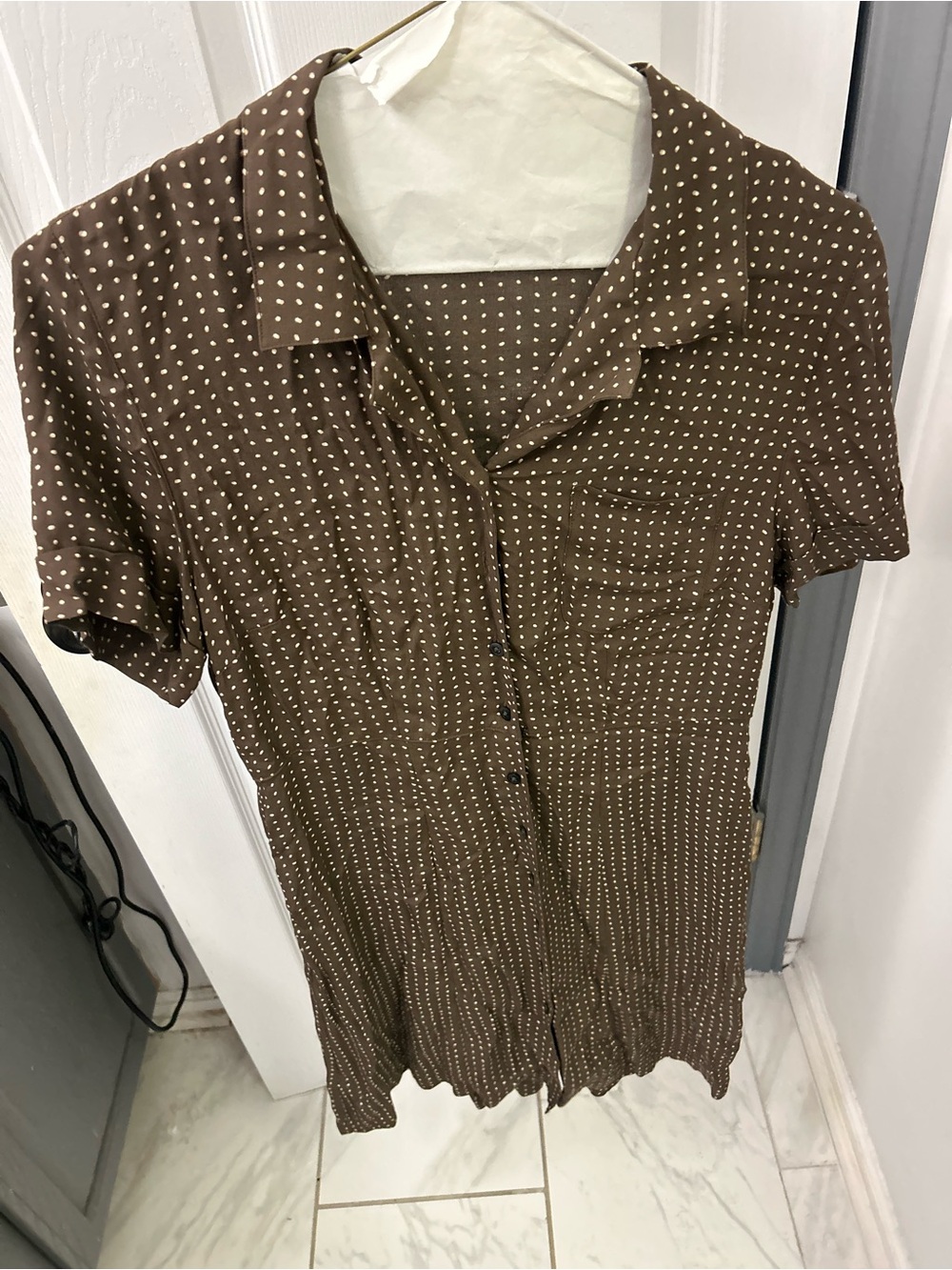 EDDIE BAUER brown polka dot dress.
